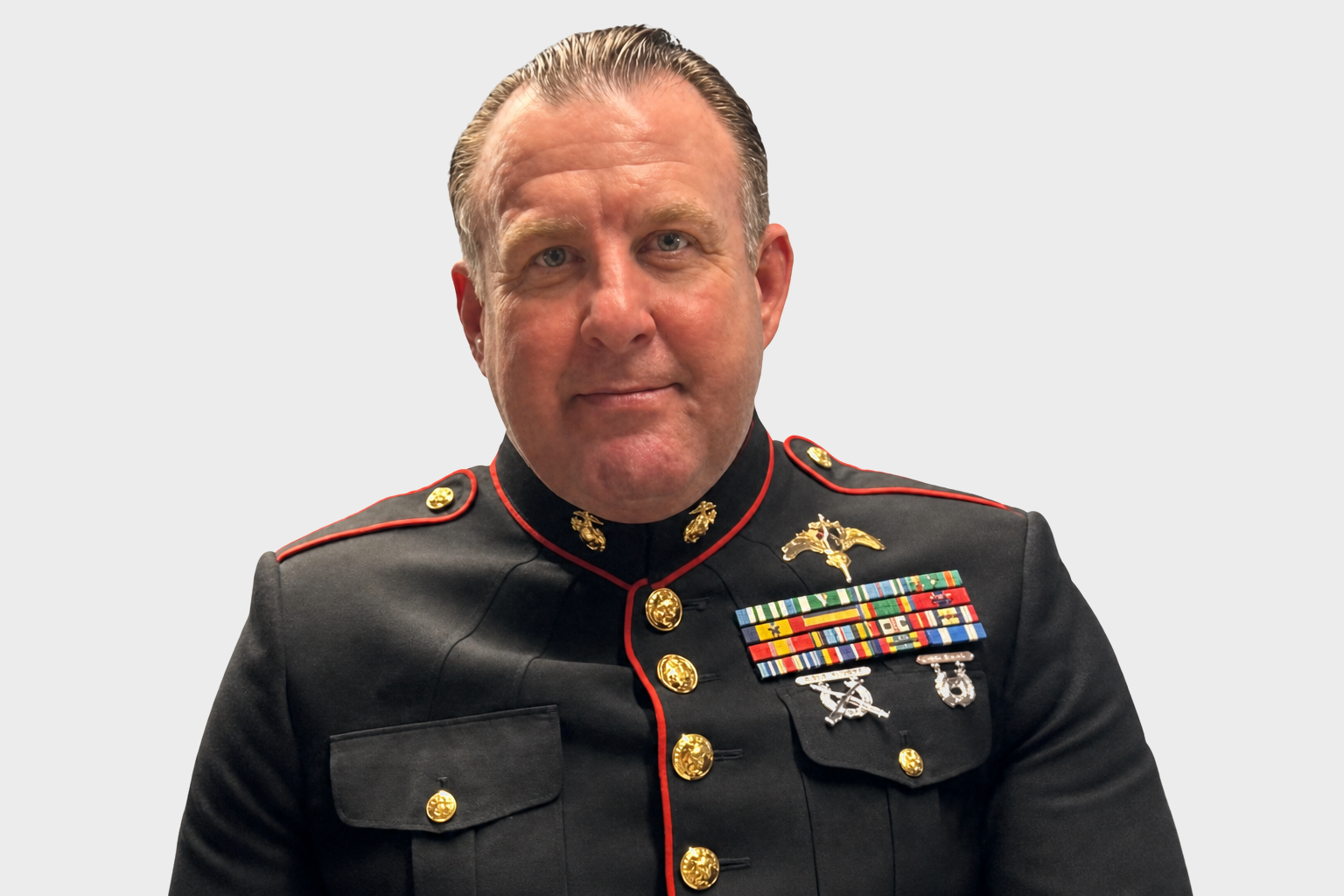 Anthony Hattar in Marine Corps dress blues uniform